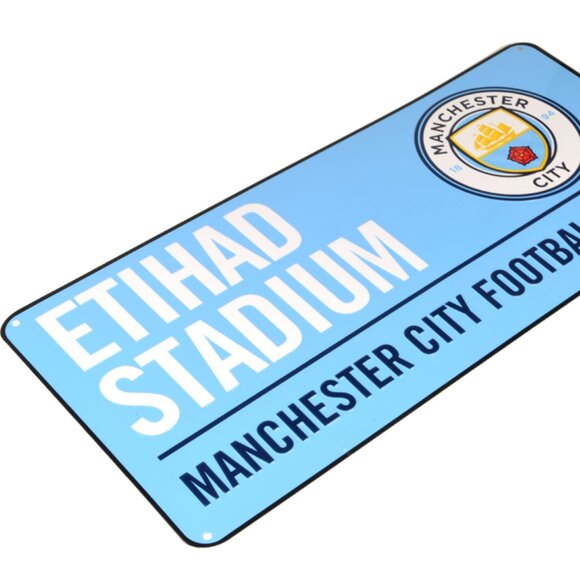Manchester City FC Other - Manchester City FC Blue 'Etihad Stadium' Metal Street Sign